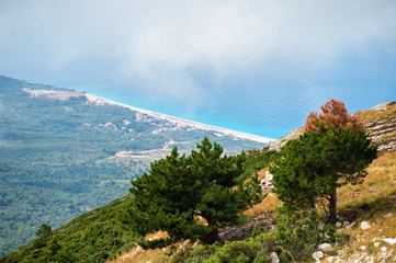 ionian mediterranean sea coast landscape of Southern Albania view from top of Llogora mountain national park