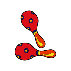 Maraca cartoon illustration isolated on white background for children color book