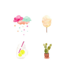 Watercolor summer set