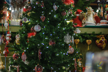 Christmas tree and Christmas decorations,  selective focus.