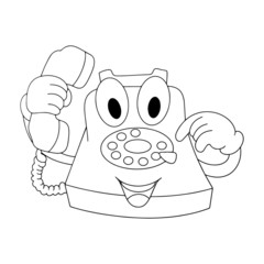 Phone cartoon illustration isolated on white background for children color book