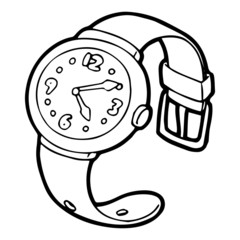 Wrist Watch cartoon illustration isolated on white background for children color book