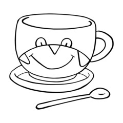 Cup cartoon illustration isolated on white background for children color book