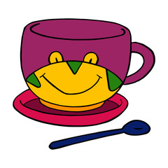 Cup cartoon illustration isolated on white background for children color book