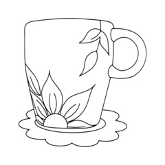 Cup cartoon illustration isolated on white background for children color book