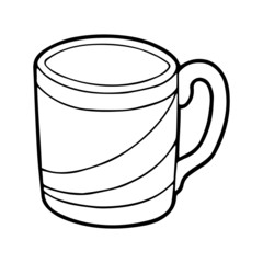Cup cartoon illustration isolated on white background for children color book