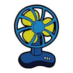 Desk air fan cartoon illustration isolated on white background for children color book
