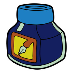 Inkwell cartoon illustration isolated on white background for children color book