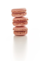 tower of three strawberry flavored macaroons