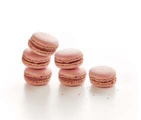 stair of macaroons in a white table and highlighted background