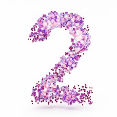 3D Number 2 with abstract biological texture