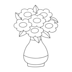 Vase cartoon illustration isolated on white background for children color book
