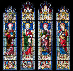 Stained glass window of st marys church.