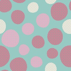 Seamless background with dots of summer colors. Vector repeating texture.