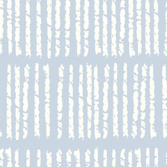 dashed stripes seamless pattern with white vertical stripes on blue. Vector abstract pattern
