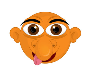 cartoon scene with face expression on white background - illustration for children