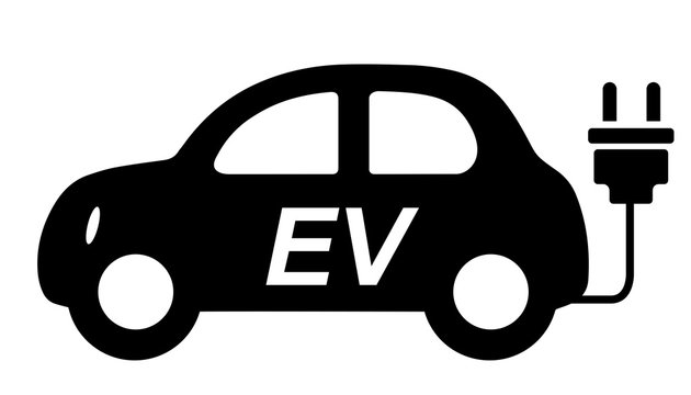 Cute car icon · illustration, EV electric car, black, vector data