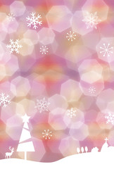モダンな雰囲気のクリスマスカード／背景素材 ハガキサイズ ピンク ホワイト