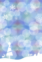 モダンな雰囲気のクリスマスカード／背景素材 ハガキサイズ ブルー ホワイト