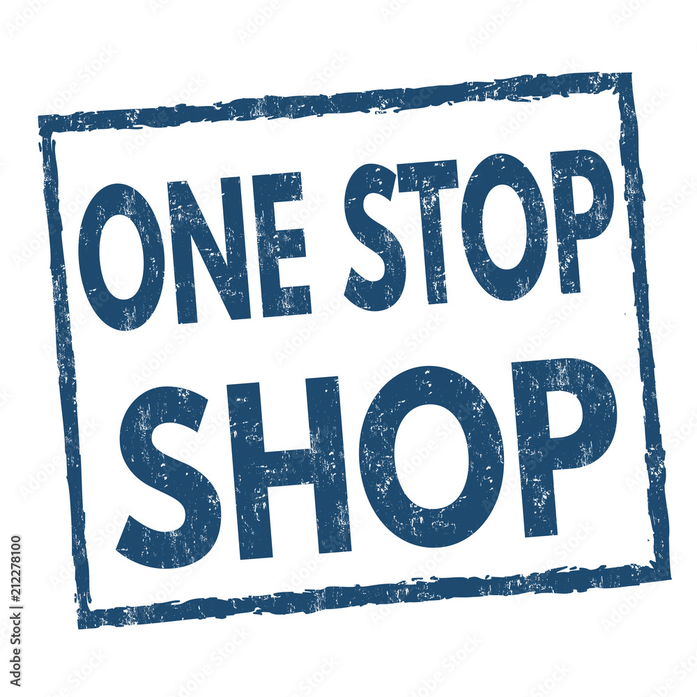 Poster One stop shop grunge rubber stamp