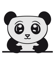 schild mauer text feld schreiben niedlich klein dick gesicht panda süß bär china asien schwarz weiß comic cartoon