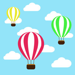 hot air balloon in the clouds background. vector illustration