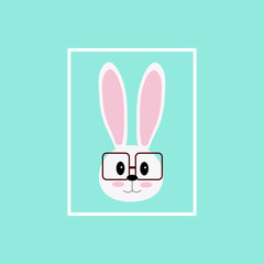 Vector image of a rabbits wear glasses.Rabbit hipster