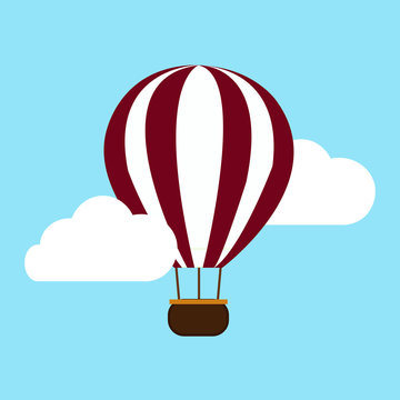 hot air balloon in the clouds background. vector illustration