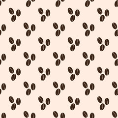 seamless pattern with coffee beans on brown background