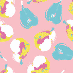 modern graphic seamless pattern. brush strokes grunge background. pears print in memphis style. 