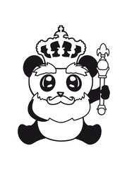 krone könig alt opa prinz sitzend klein dick gesicht panda süß niedlich bär china asien schwarz weiß comic cartoon