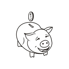 A moneybox with coin smiling