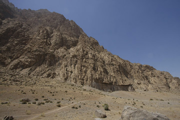  View of the cliff at Mount Behistun featuring the famous cuneiform inscription