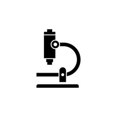 Microscope vector icon. Style is flat symbol, black color, rounded angles