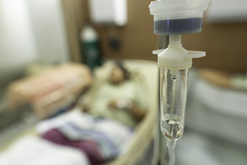 Bottle of saline treated patients in hospitals