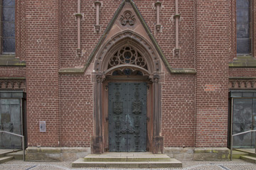 Catholic church with red bricks in germany 