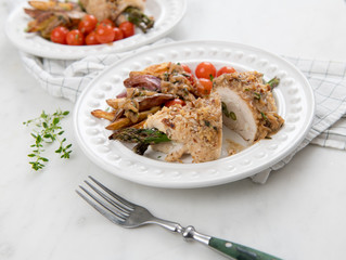 Homemade Dinner of Chicken Stuffed with Asparagus