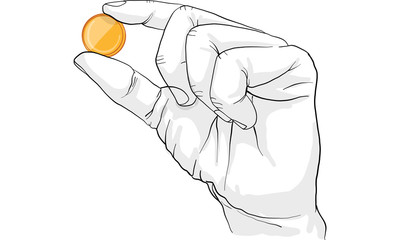 hand holding gold coins vector