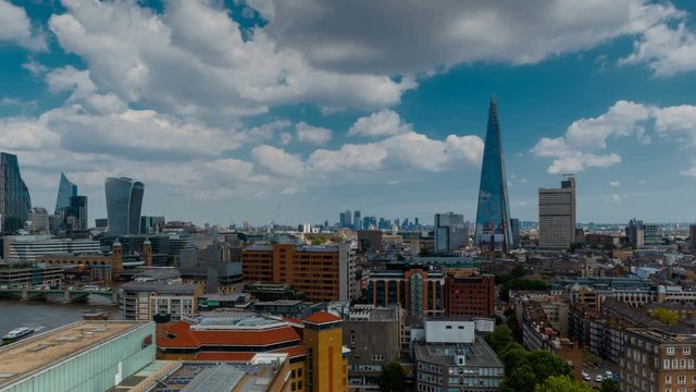 A spectacular hyperlapse of Central London on a sunny day with patchy clouds