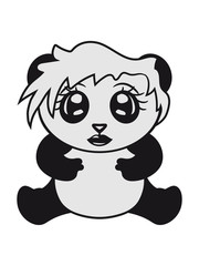 haare weiblich mädchen krone schön hübsch niedlich sitzend klein dick gesicht panda süß bär china asien schwarz weiß comic cartoon