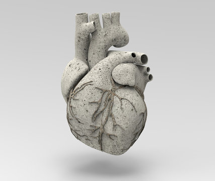 3D limestone human heart  illustration