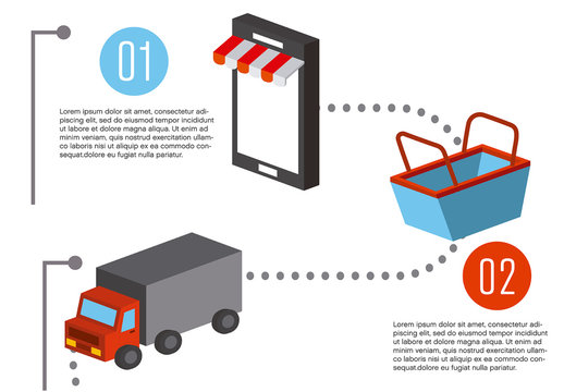 Blue Red Gray Ecommerce Delivery Process Infographic Layout