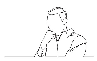 Obraz premium continuous line drawing of worried man