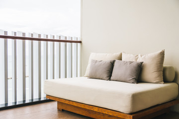 Comfortable pillow on sofa decoration outdoor balcony