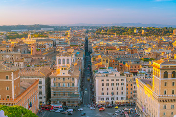 View of old town Rome skyline in Italy