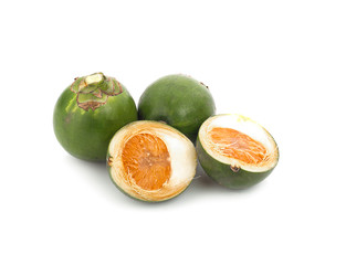 fresh betel nut on betel leaf isolated on white background