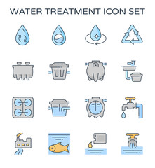 Water treatment plant and septic tank icon, editable stroke.