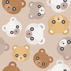 Seamless pattern cute teddy bear head for use as wallpaper or Christmas wrapping paper gift