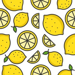 Lemon and lemon slide Tropical Fruit seamless pattern