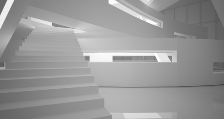 Fototapeta premium Abstract parametric white interior with neon lighting. 3D illustration and rendering.